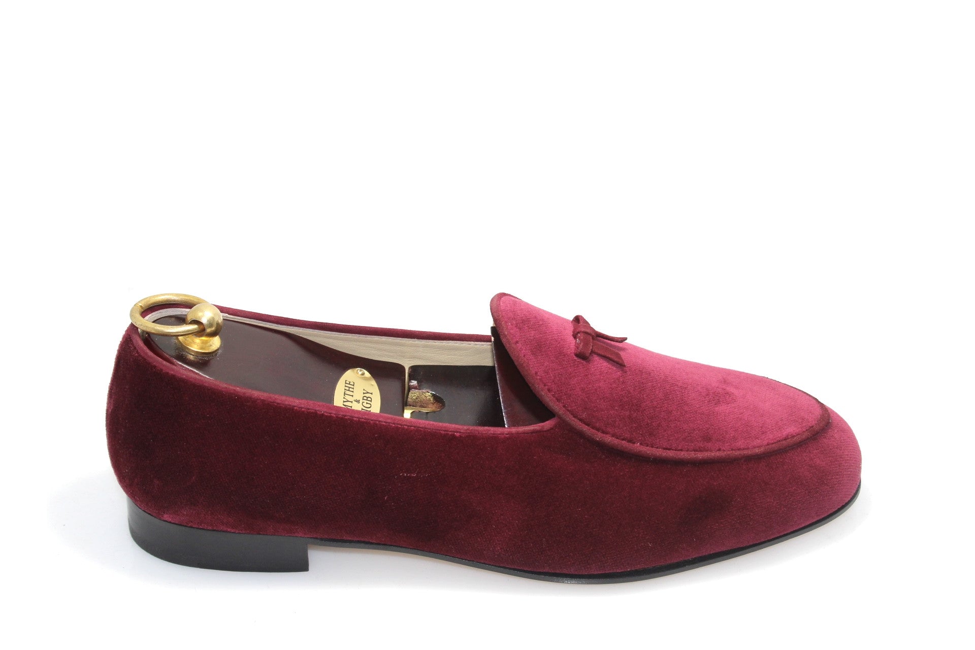 burgundy velvet slippers