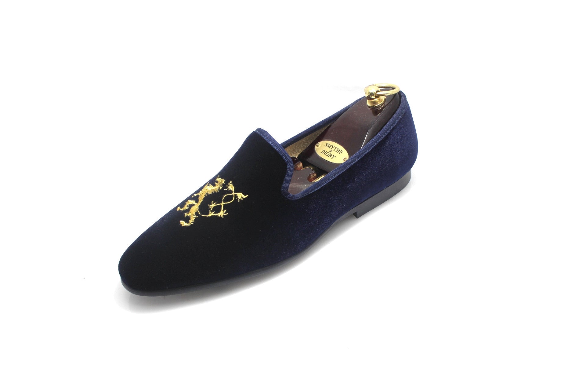 Navy Blue Men's Albert Slipper Leather 