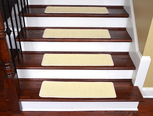 Non-Slip Tape Free Pet Friendly Stair Gripper Natural Fiber Sisal Carpet Stair Treads - Island Ivory 29"W (15)