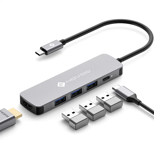 NOVOO - 6 in 1 USB C Hub with HDMI, VGA, 2 x USB, PD 2.0