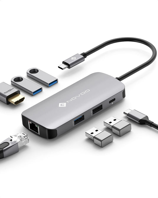 Adaptateur USB C vers Double HDMI, Hub 4 en 1 USB Type C avec 2