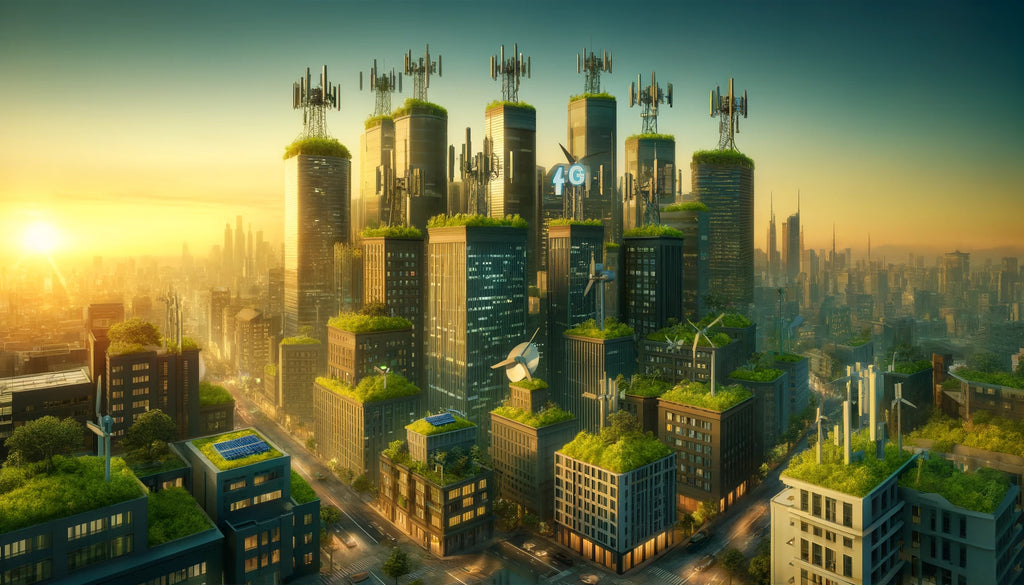 Eco-conscious urban planning with integrated 4G connectivity and green energy.