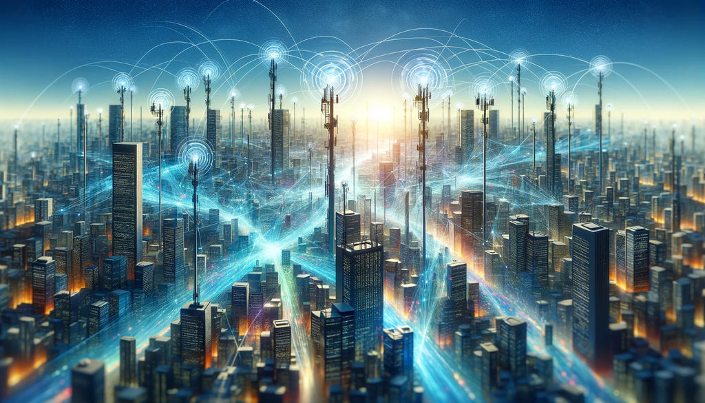 Futuristic cityscape representing LTE connectivity