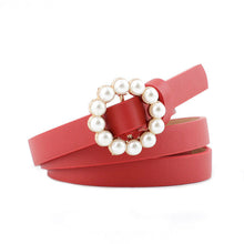 Load image into Gallery viewer, Pearl studded buckle thin belt
