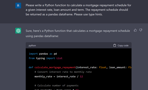 Let ChatGPT write the Python code