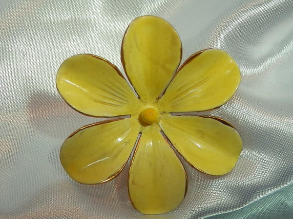 Sandor Signed Brightly Colored Yellow Enamel Flower Vintage 60's Brooch 700o1