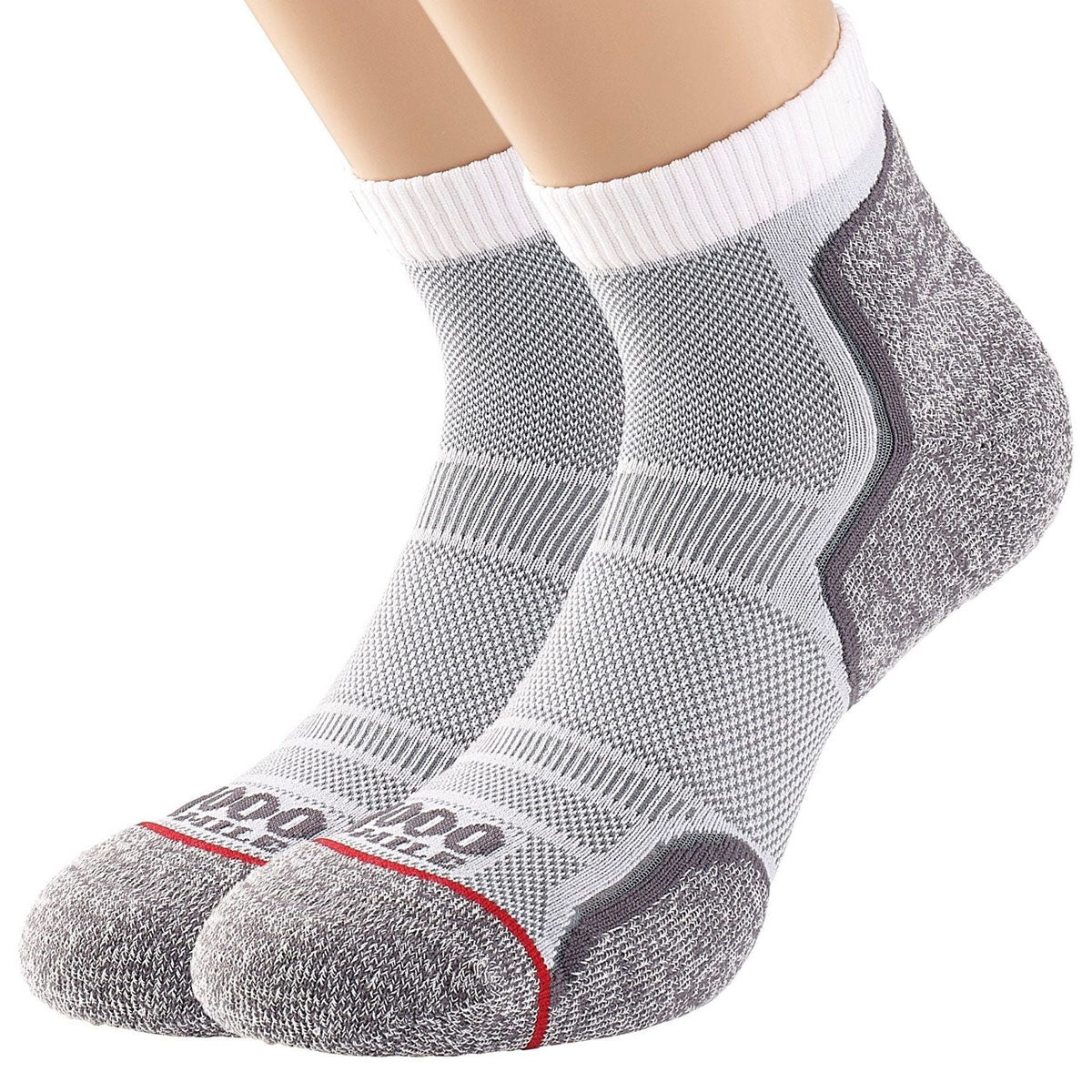 1000 Mile 2 Pack Run Anklet Socks - Mens - White/Grey