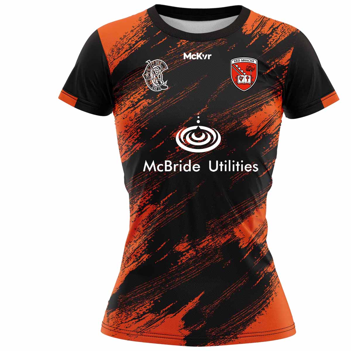 Mc Keever Armagh Camogie Official Training Jersey - Womens - Black/Orange Pop