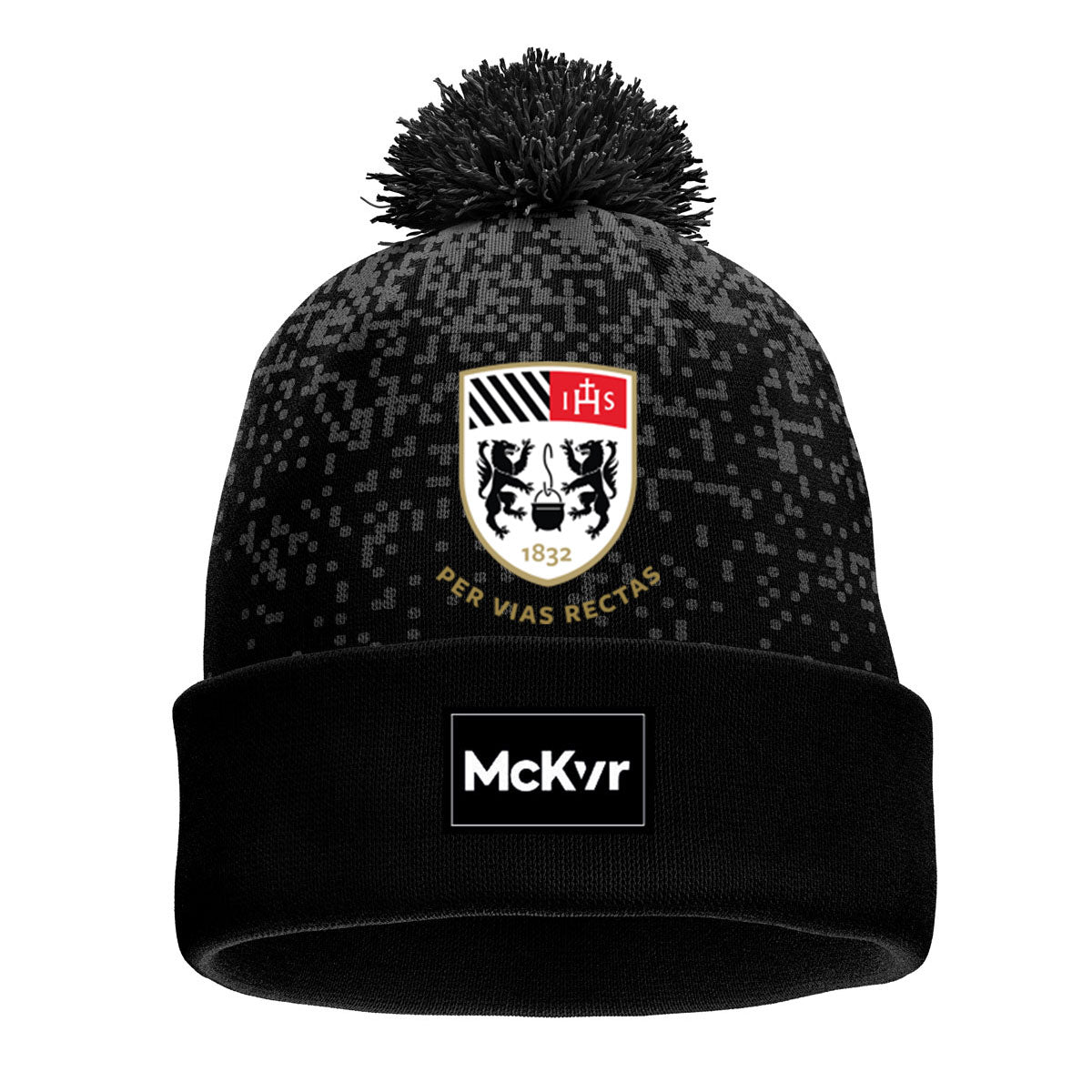 Mc Keever Belvedere College Core 22 Bobble Hat - Adult - Black/Grey