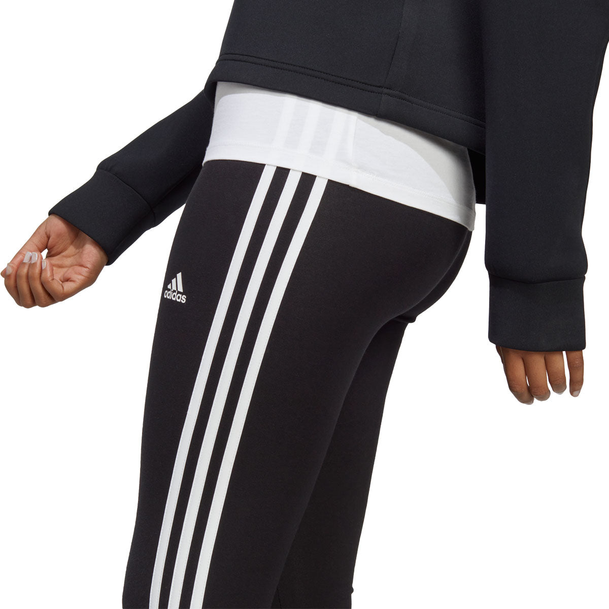 adidas Essentials 3 Stripes High Waisted Single Jersey Leggings - Womens - Black/White