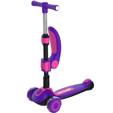 GOTRAX Purple KS2 2-in-1 Sit and Scoot Kick Scooter for Kids Hero Angle