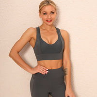 Cross Back Solid Color Fashion Quick-Dry Sports Bra