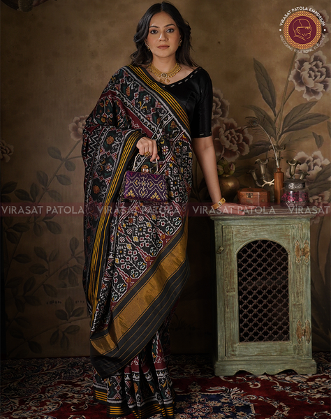 Floral motif patola silk saree design