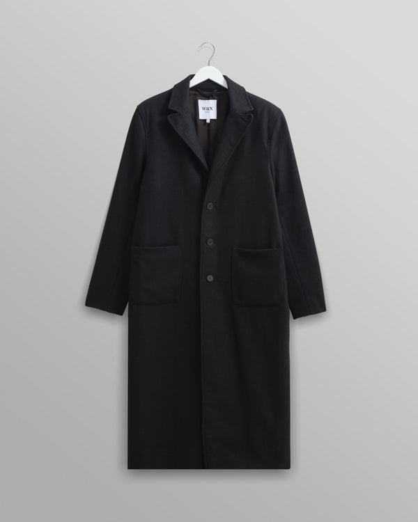 Chester Coat Black/Grey Herringbone | Wax London