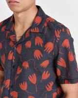 Didcot Shirt Navy/Red Tulip Print