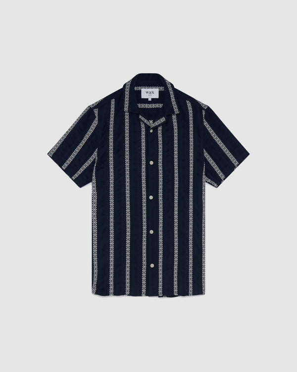 Didcot Shirt Navy Stripe | Wax London