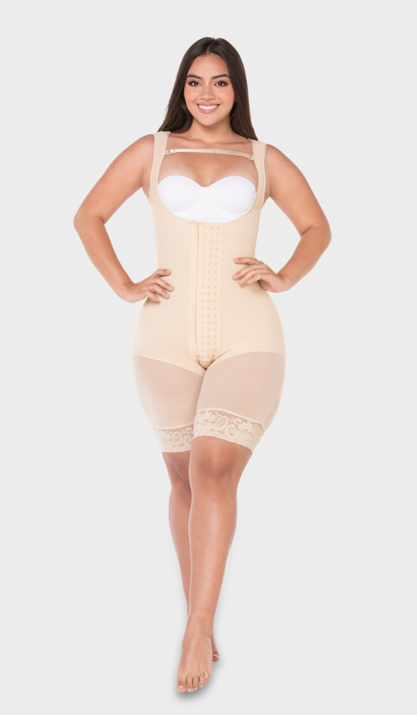 F0075 - KNEE-LENGTH FAJA WITH BACK COVERAGE AND WIDE STRAPS