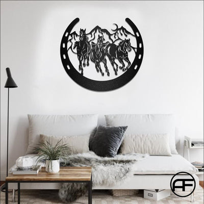 Running Horses in the Mountain Afcultures Metal Wall Art Gift for Horse Lover