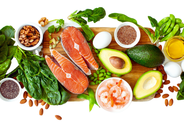 A platter of foods that are sources of Omega-3