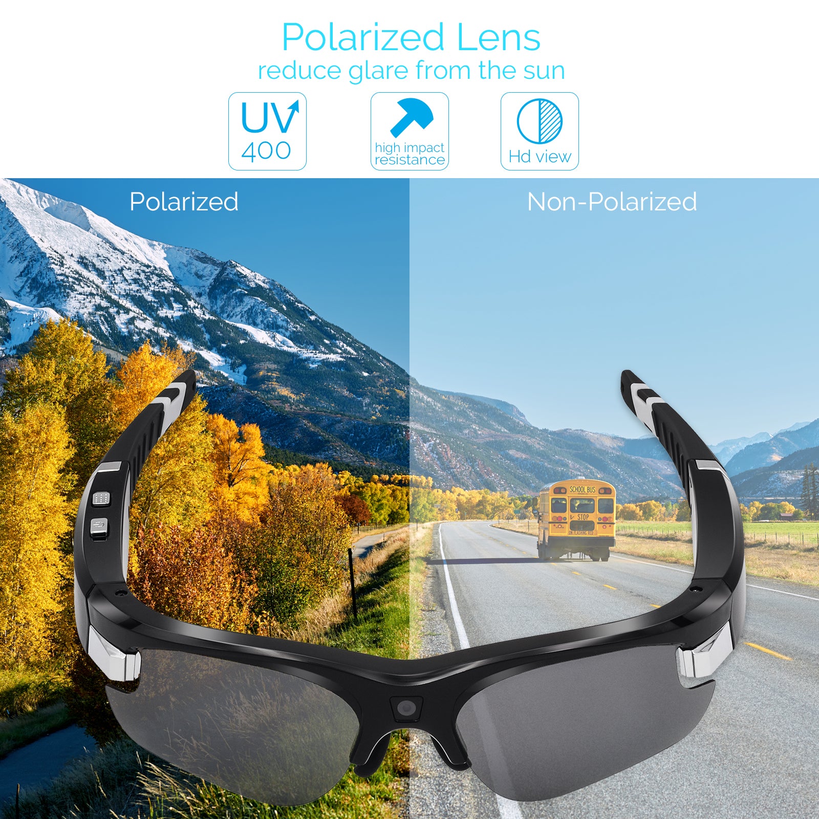 Camera Glasses - Video Glasses HD 1080p, Sports Sunglasses with Camera ...
