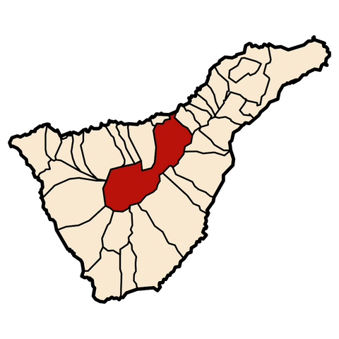 Mapa Isla de Tenerife Marcando la  Denominación de Origen del Valle de Orotava en Rojo