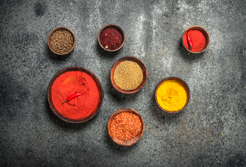 different types of spices grounded