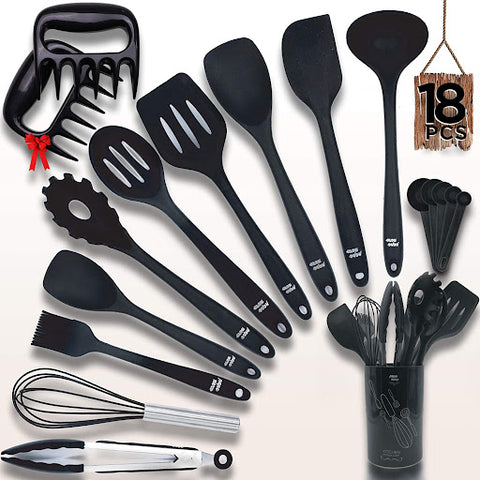 10 Piece Silicone Cooking Utensils Set with Stainless Steel