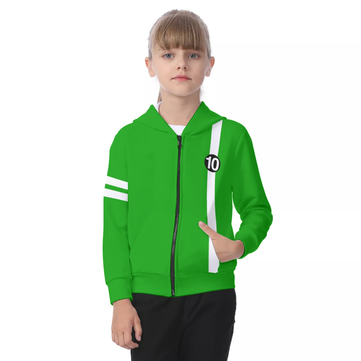 Green 10 Kid s Zip up Hoodie Judy s Emporium