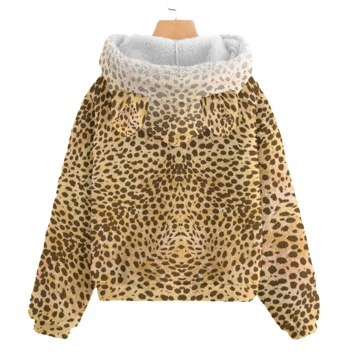 Cheetah Print Adult Hoodie with Decorative Ears