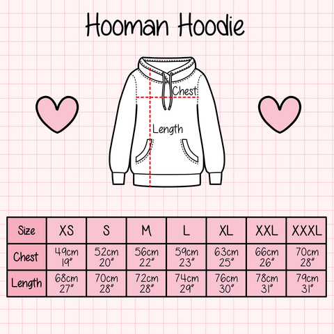 Hoodie Size Guide Chart