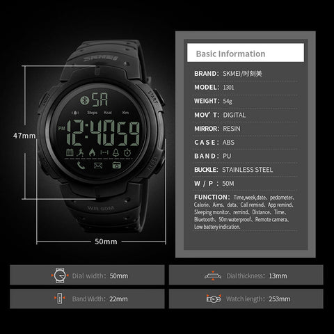 Skmei 1301 smart watch specification