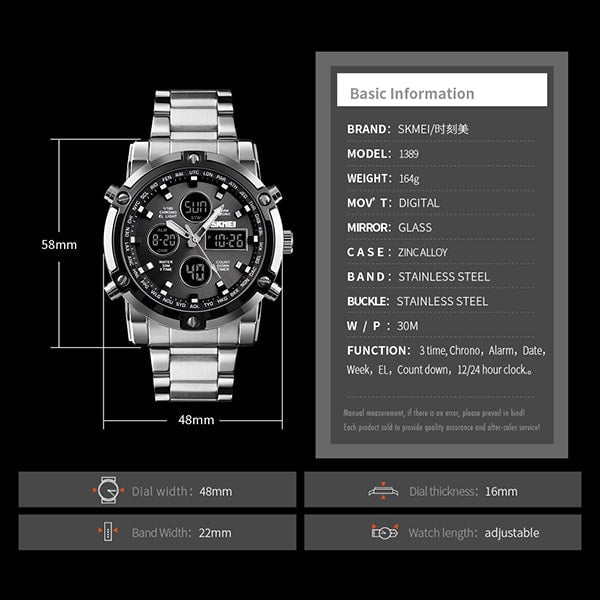 Skmei 1389 watch Size details