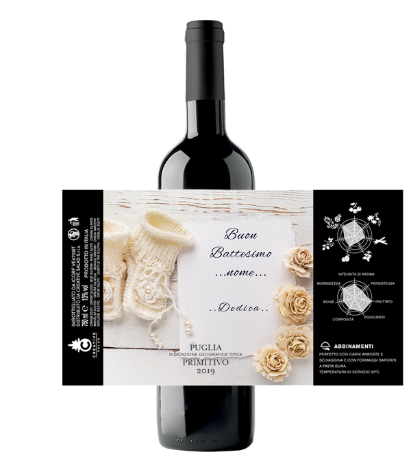 Bottiglia di vino Personalizzata Battesimo – Creative Salad