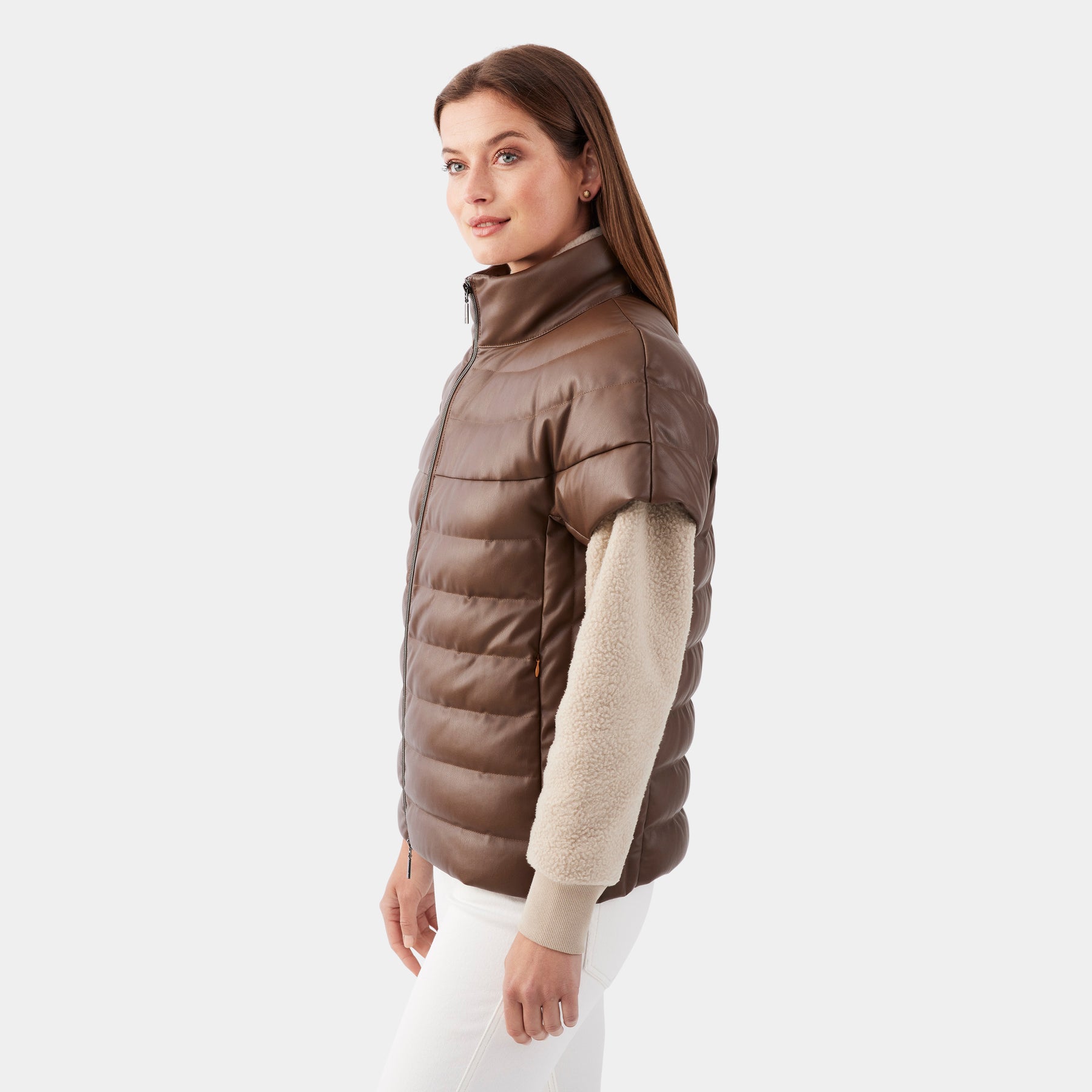 NUTEMPEROR PU LEATHER PUFFER DOWN VEST - ベスト