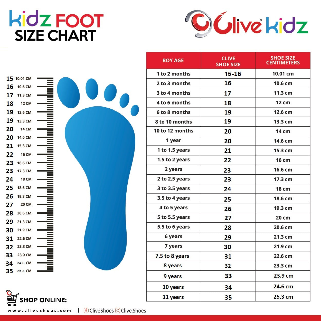 Size Chart – Clive Shoes
