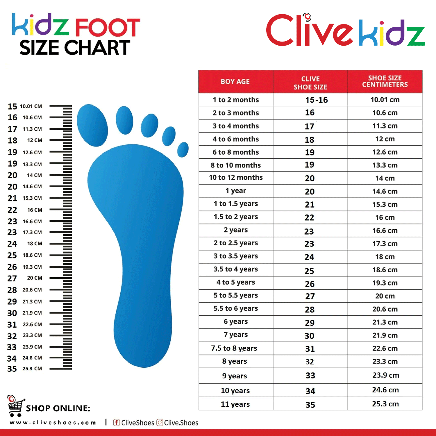 Size Chart – Clive Shoes