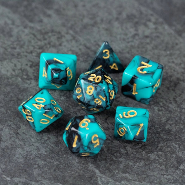 Mint and Black RPC Acrylic Dice Set by Riftgate