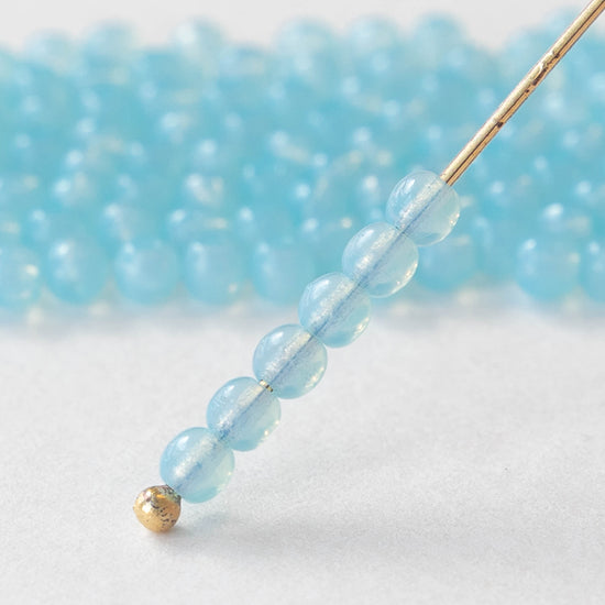 4mm Round Glass Beads - Opaque Aqua Blue AB - 120 – funkyprettybeads