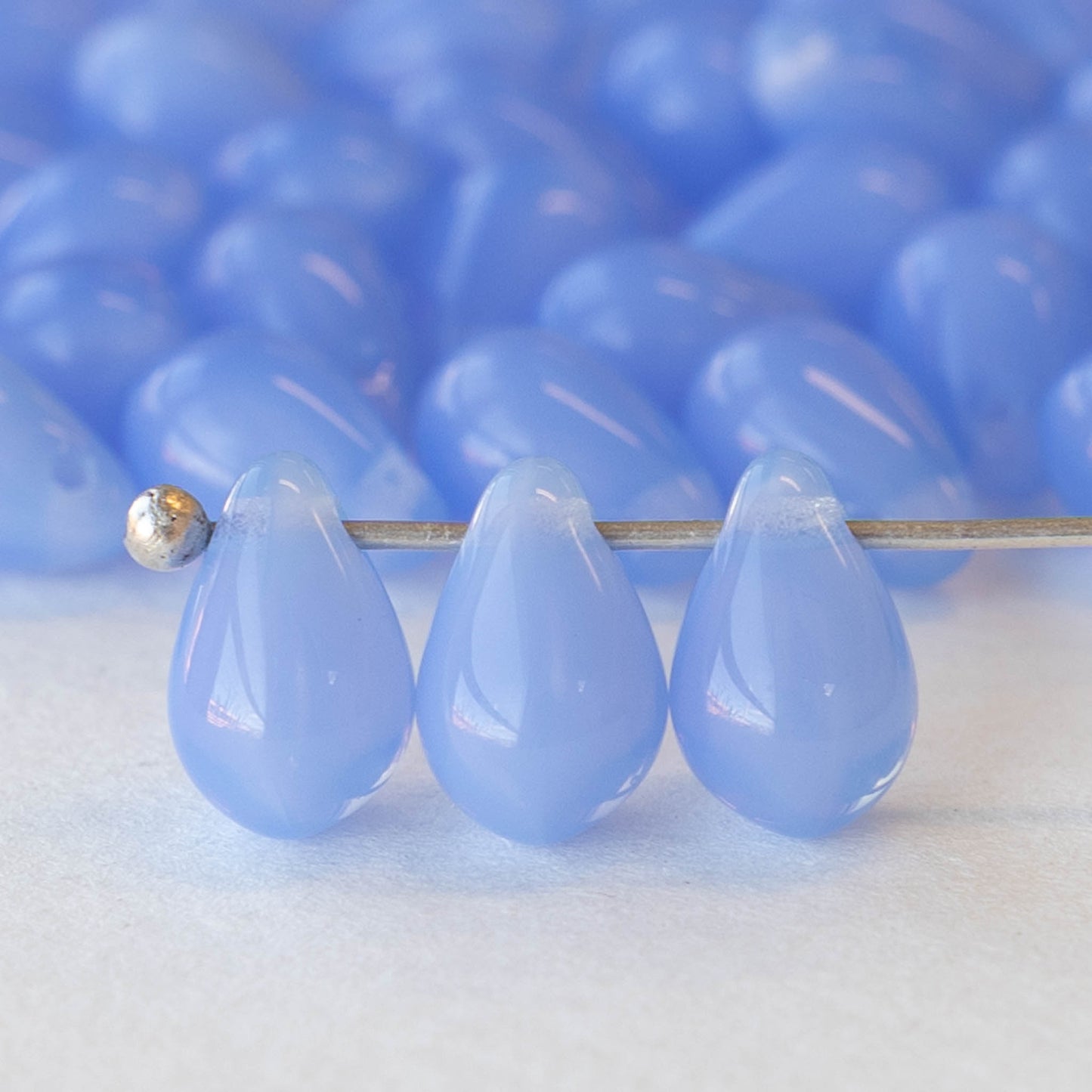 Diamond Shape 15x11mm Glass Beads TRANSPARENT IRIS BLUE