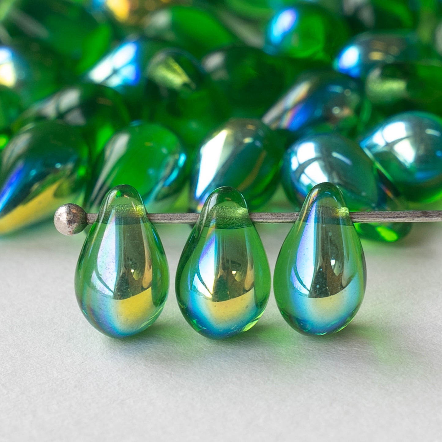 6x9mm Glass Teardrop Beads - Crystal AB - 50 Beads – funkyprettybeads