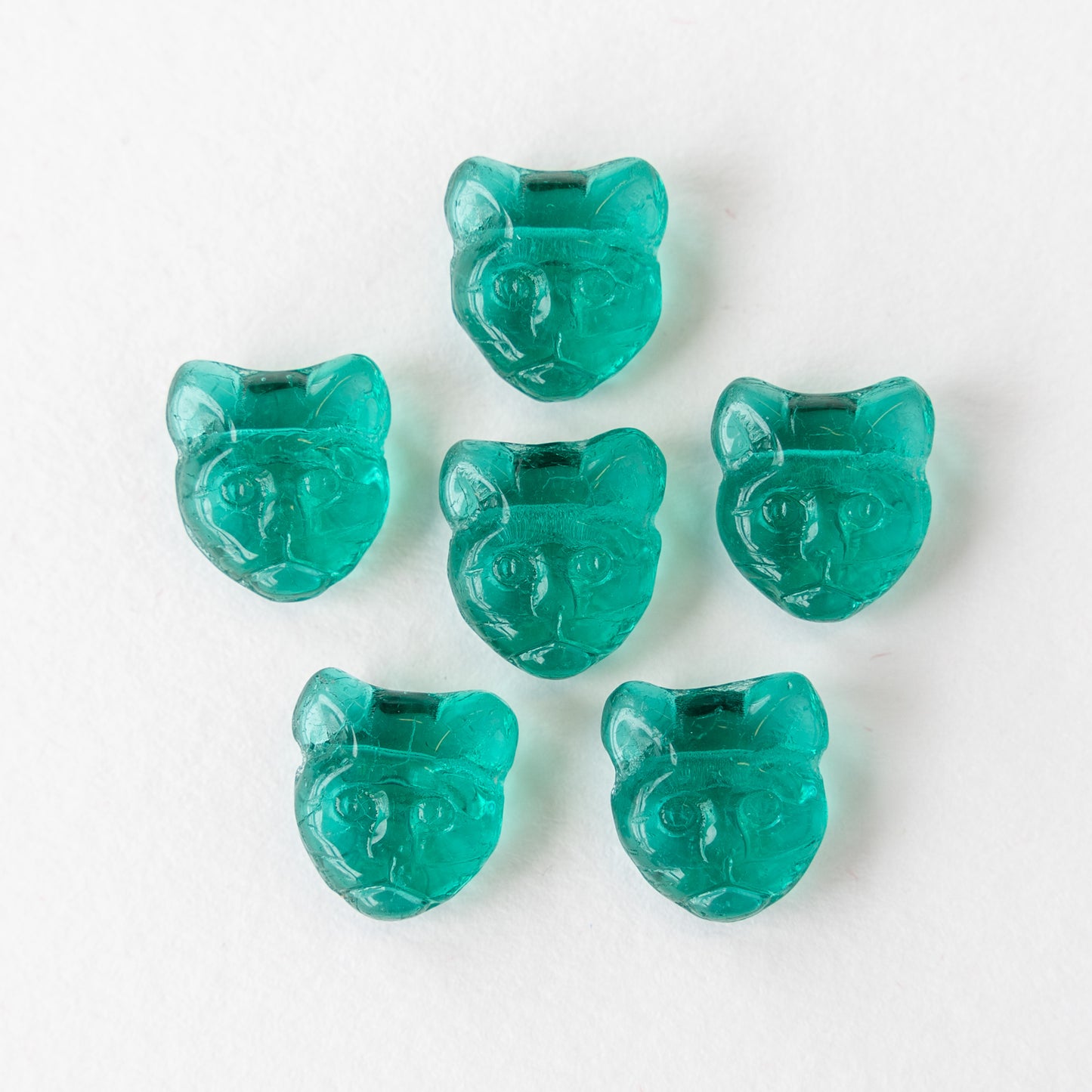 12mm Glass Cat Beads - Blue Mix with Aqua Wash - 10 Beads – funkyprettybeads