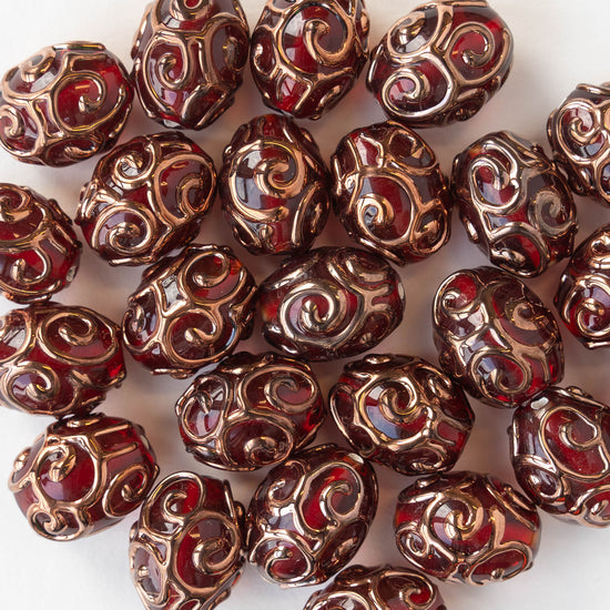 Load image into Gallery viewer, 17x14mm Handmade Lampwork Beads - Red
