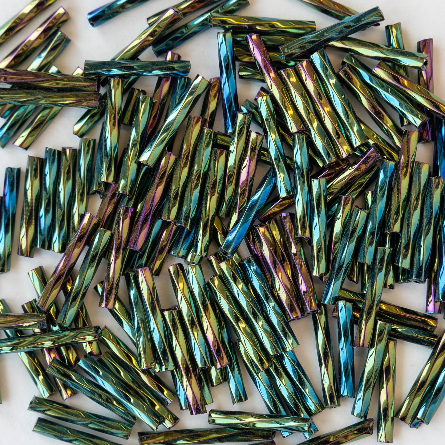 33G Green Glass Bugle Beads