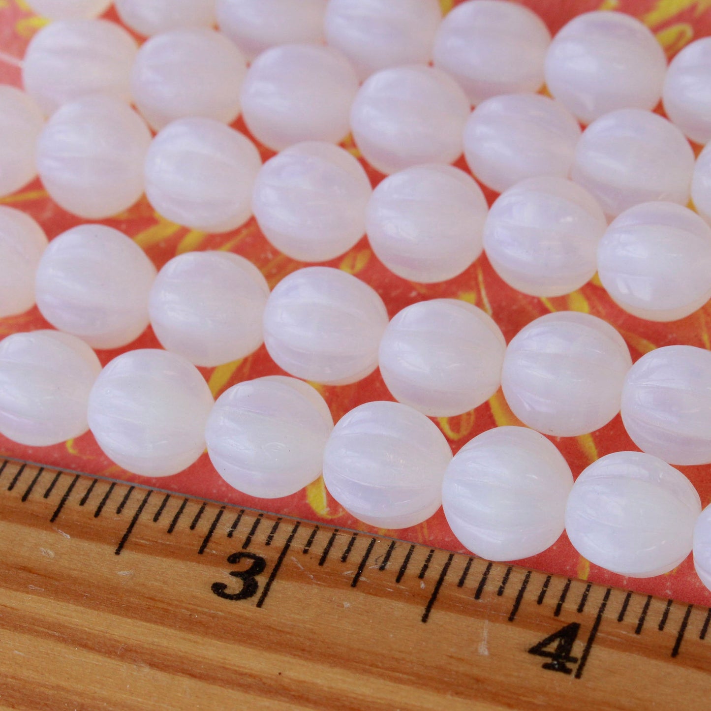 Load image into Gallery viewer, 10mm Melon Beads - Moonstone Opaline - 24 Beads

