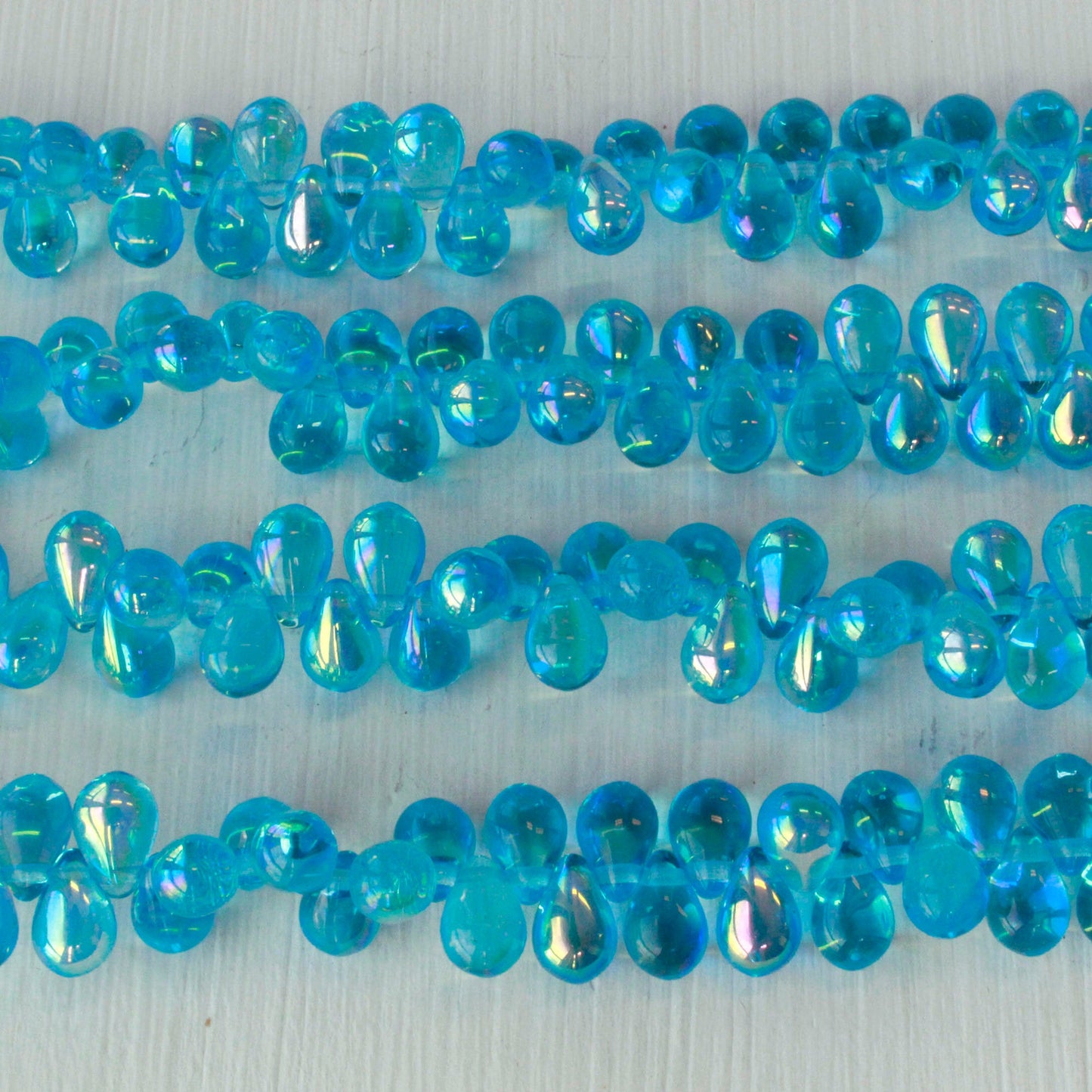 6x9mm Glass Teardrop Beads - Aqua Blue with Silver Dust - 50 Beads –  funkyprettybeads