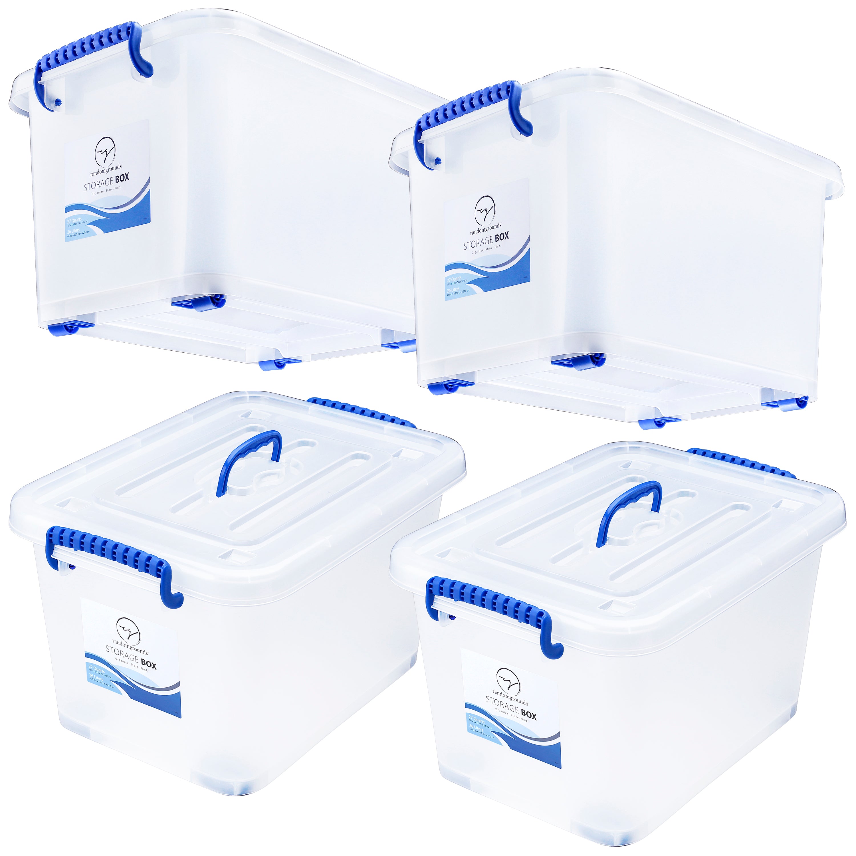 27 Quart Storage Bins With Wheels   9005 PackOfFour 