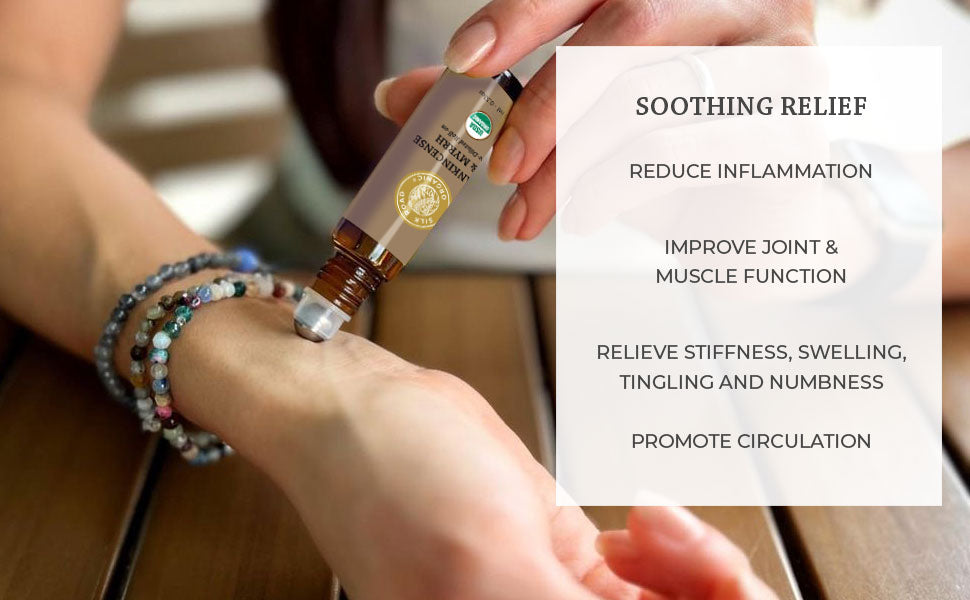 apply frankincense & myrrh roll-on reduce inflammation relieve stiffness swelling tingling numbness promote circulation