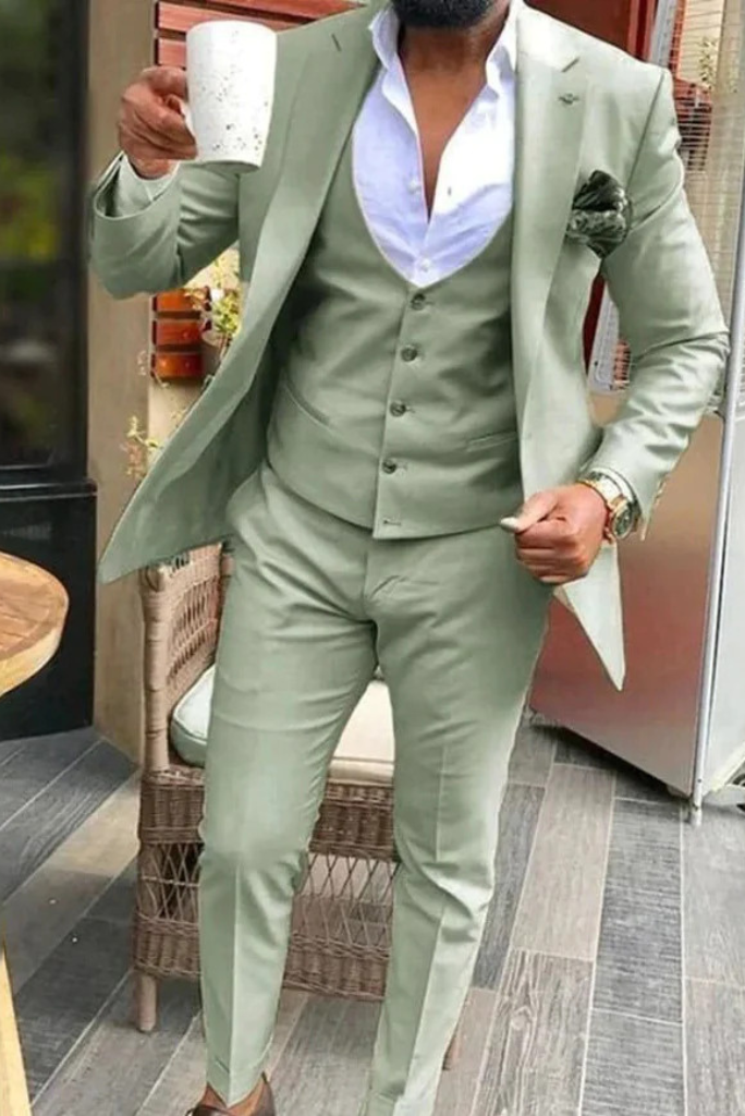 Men Blue 3 Piece Suit Slim Fit Tuxedo Suit Wedding Suit SAINLY