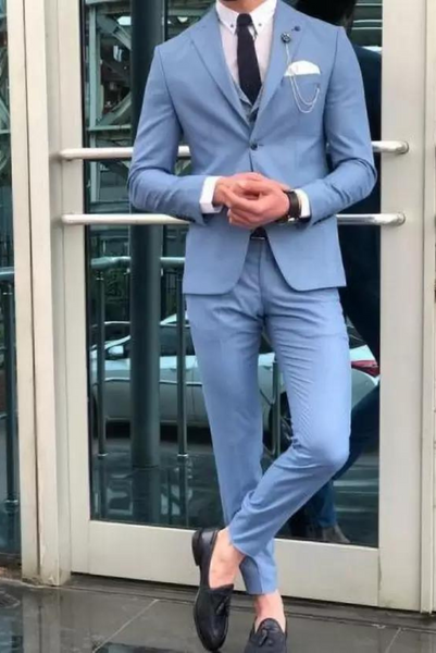Three Piece Suit Mens Sky Blue Suit Weeding Elegant Suit Sainly– SAINLY