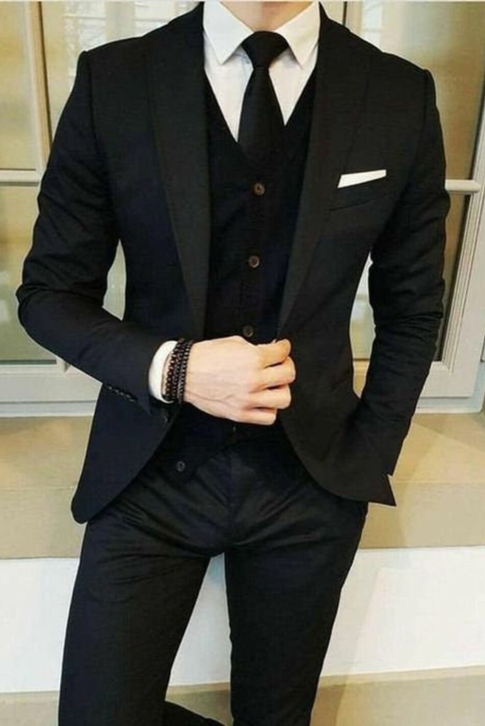 Black Piece Men Suit Wedding Suit Groom Wear Suit Piece Fashion Suits ...